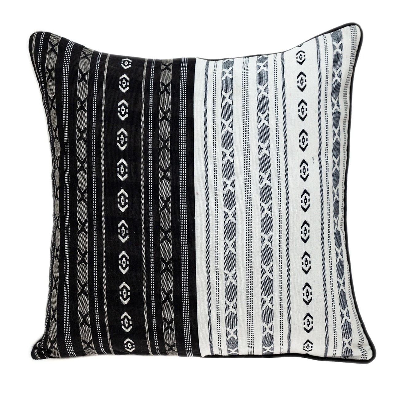 Nassau Collection 20" White and Black Geometric Patterned Throw Pillow